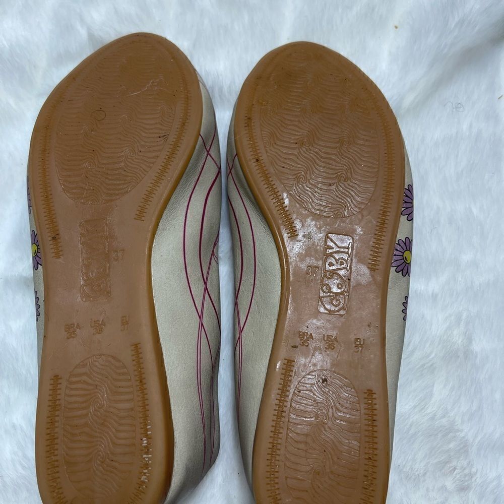 Goby Daisy & Butterfly multi color ballerina flats round toe slip on SZ Euro 37 - Picture 9 of 10